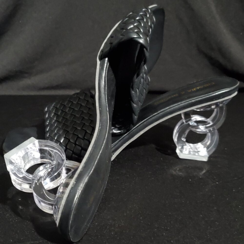 Black Woven Acrylic Heels